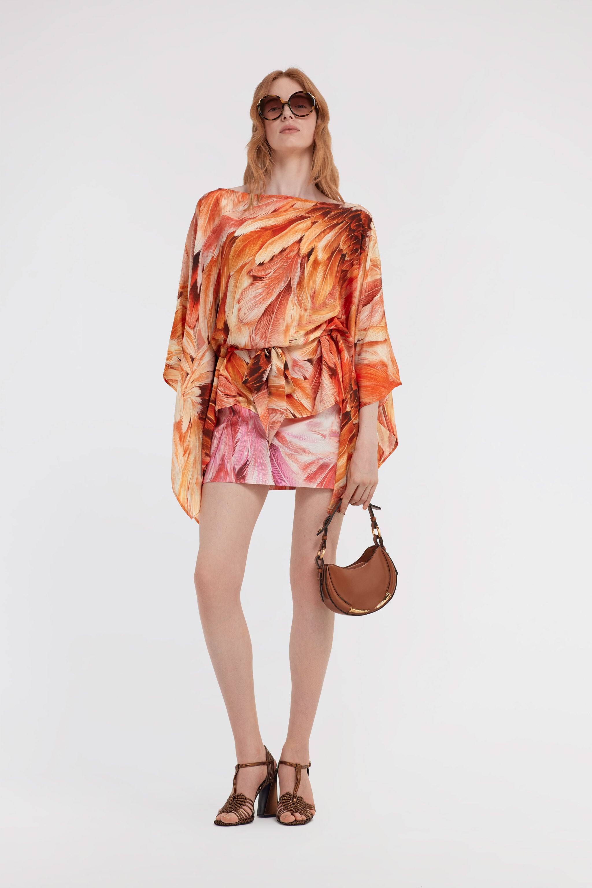RC Plumange Print Silk Blouse Orange SWT725-SQL71