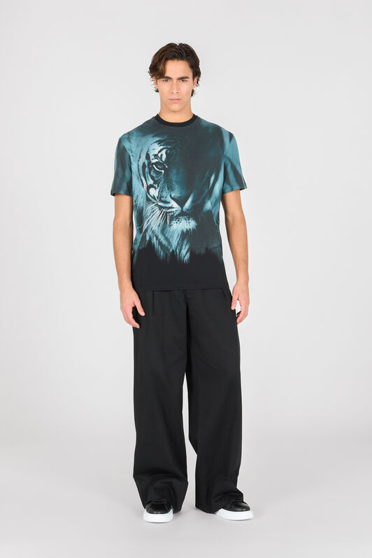 RC Tiger print T-shirt BLACK/LIGHT BLUE OOT60H-JFO62