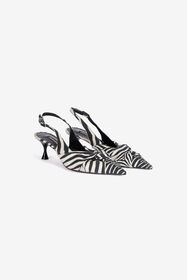 RC Slingbacks À Imprimé Zèbre Et Détail Noué Noir/Blanc UKS012-SMC77