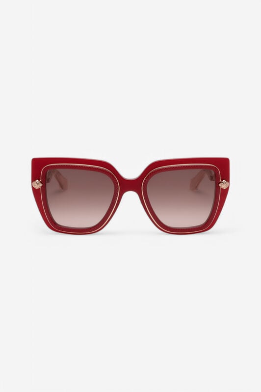 RC Wide and feminine front sunglasses with double ring decoration RC Wide and feminine front sunglasses with double ring decoration SHINY FULL RED UALD06-ID201