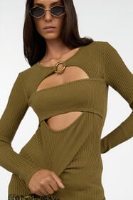 JC Olive Green Ribbed Cut-Out Sweater VERDE 185 VFM038-VF294