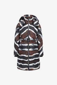 RC Animalier print puffer jacket with belt Dark brown/White RKT801-SRH33