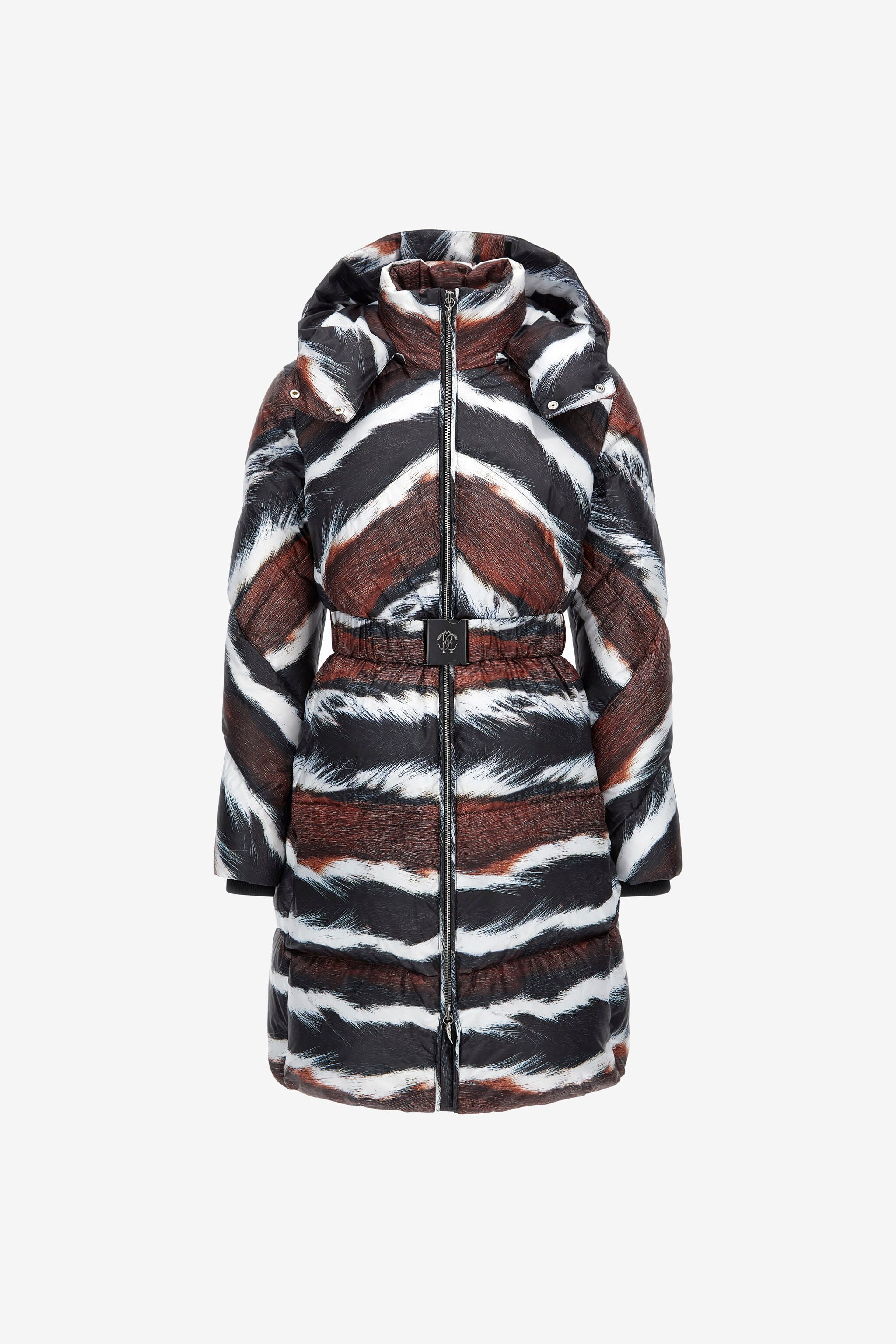 RC Animalier print puffer jacket with belt RC Animalier print puffer jacket with belt Dark brown/White RKT801-SRH33