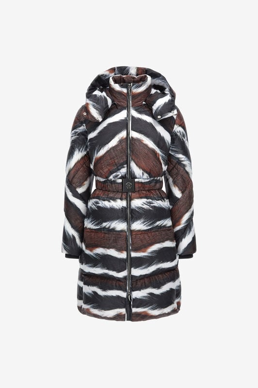 RC Animalier print puffer jacket with belt RC Animalier print puffer jacket with belt Dark brown/White RKT801-SRH33