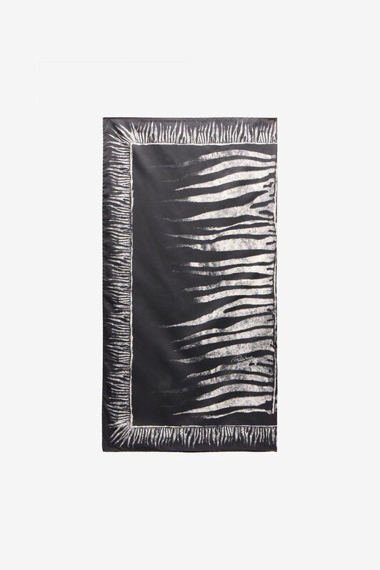 RC Fular De Seda Estampado Zebra Negro/Blanco UALR04-IR104