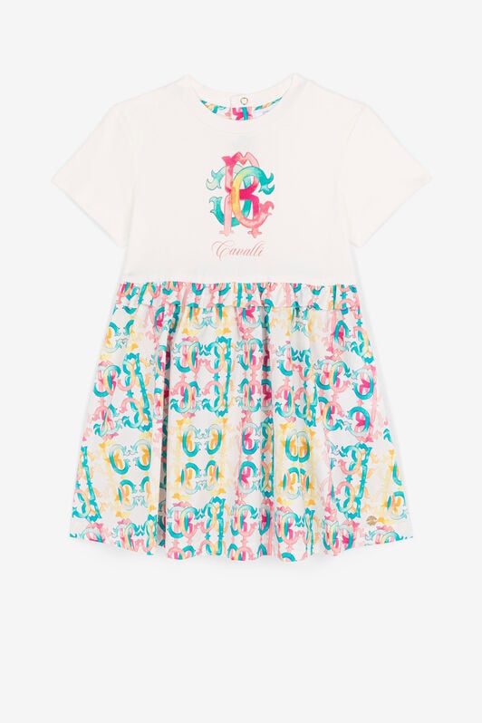 JU Colour-block monogram-print dress JU Colour-block monogram-print dress Light blue QJT141-JV025
