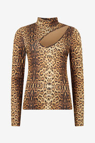RC Leopard Print Cut-Out Sweater JAGUAR ROM60B-MSG34