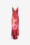 RC Long Dress With Rose Print And Bejeweled Tiger RC Long Dress With Rose Print And Bejeweled Tiger Red UKT128-RYN48