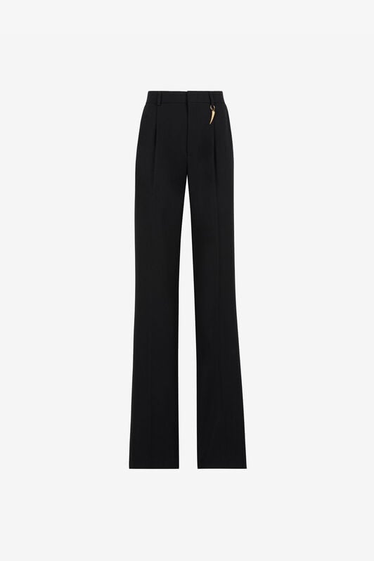 RC Plissierte Hose mit geradem Bein und Tigerzahn RC Plissierte Hose mit geradem Bein und Tigerzahn Schwarz QKT220-FY012