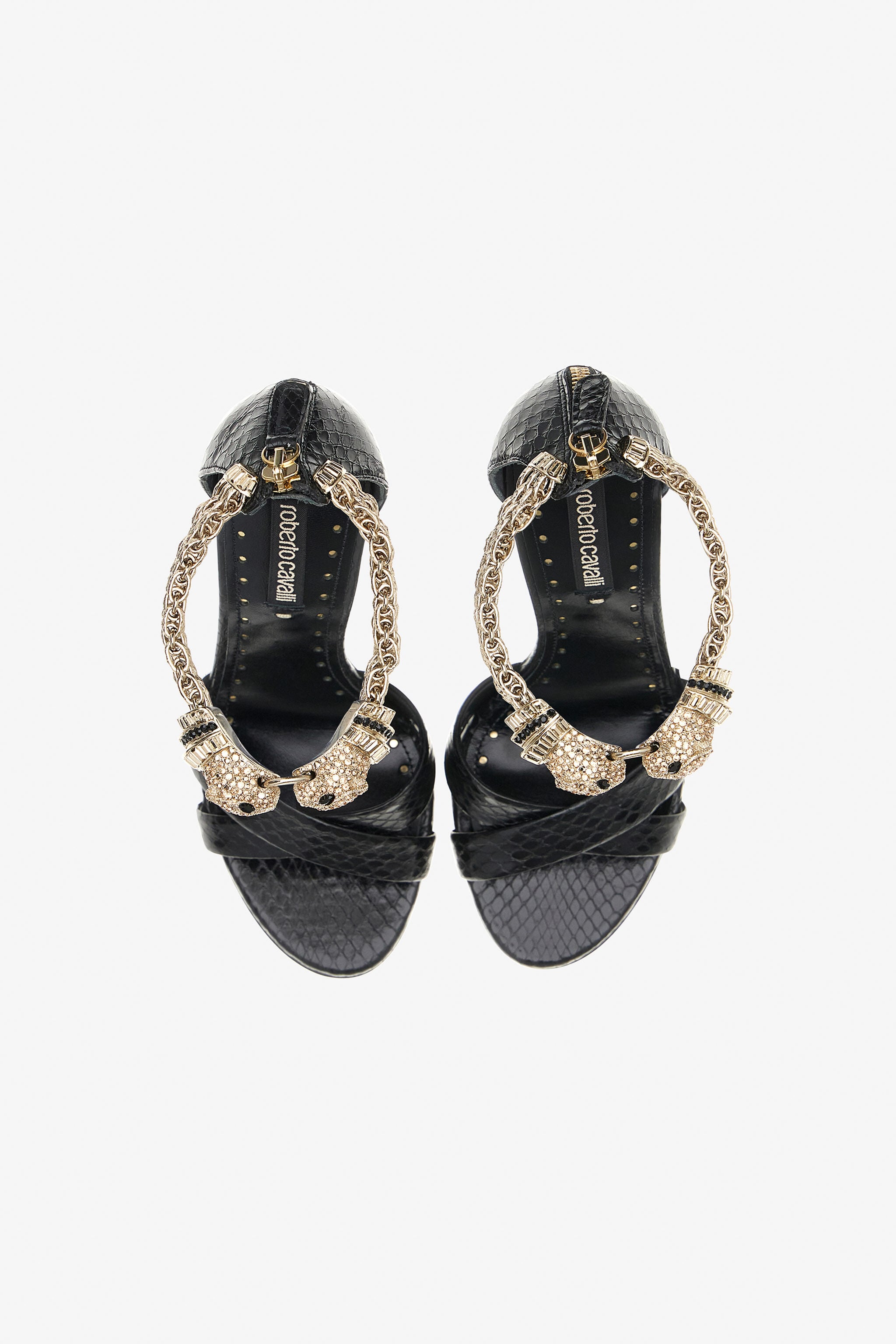 RC Panther-head high-heel sandals BLACK SKS132-PA001