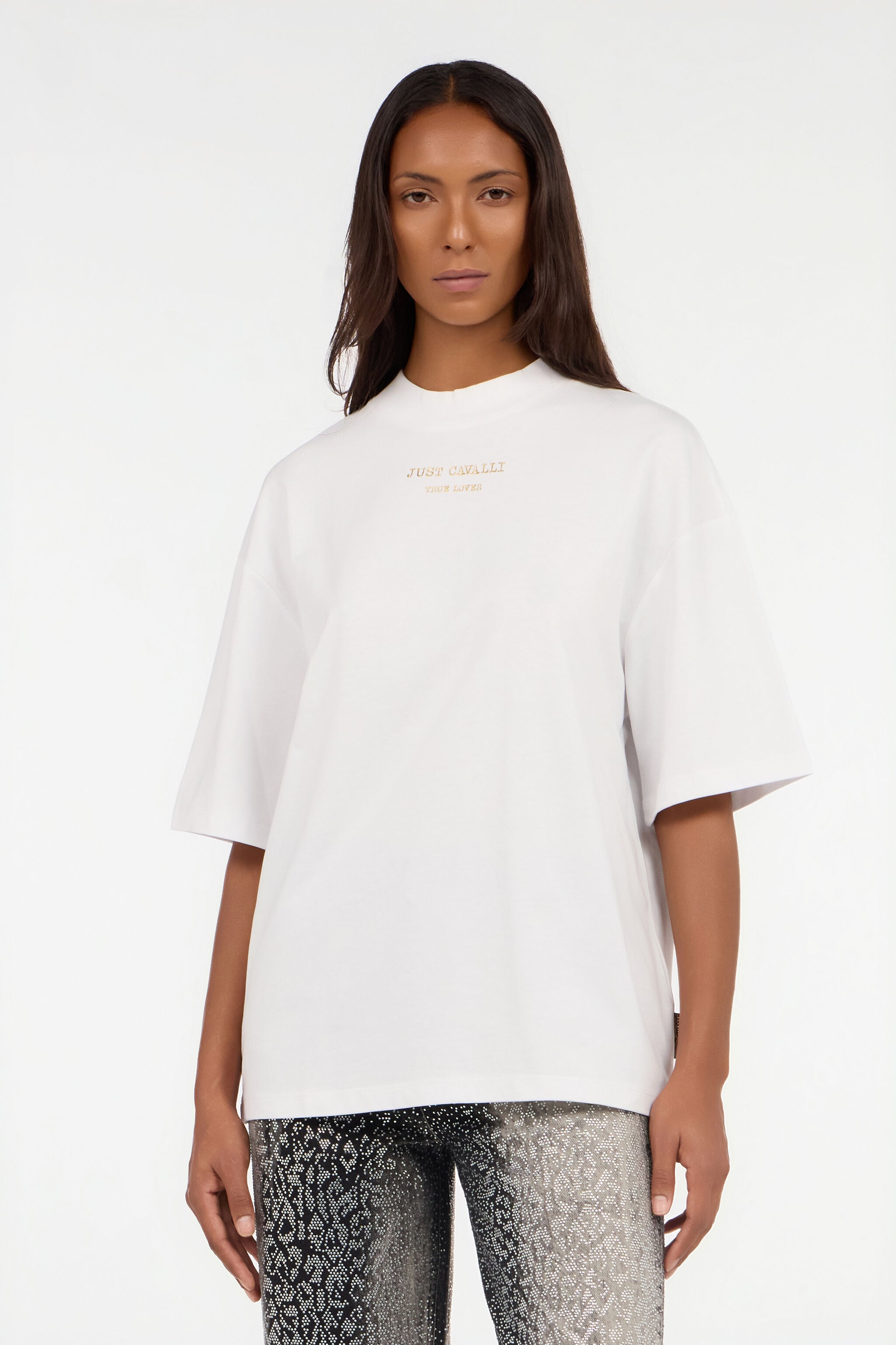 JC T-Shirt mit Frontprint in Weiß JC T-Shirt mit Frontprint in Weiß WHITE/GOLD VFT195-VF318