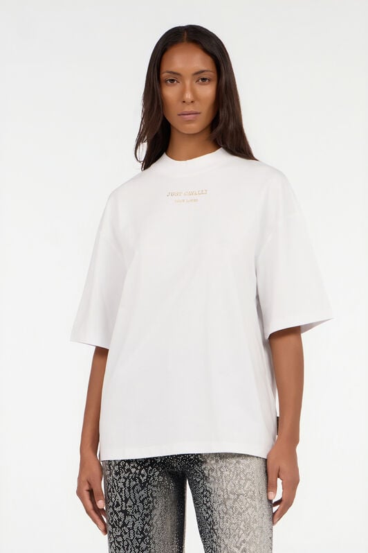 JC T-Shirt mit Frontprint in Weiß JC T-Shirt mit Frontprint in Weiß WHITE/GOLD VFT195-VF318