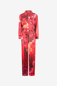RC Rose-Print Shirt-Style Jumpsuit Red UKT100-RYN48