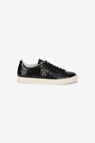RC Sneakers in Leather with Croc Embossing BLACK SOS00L-PZ577