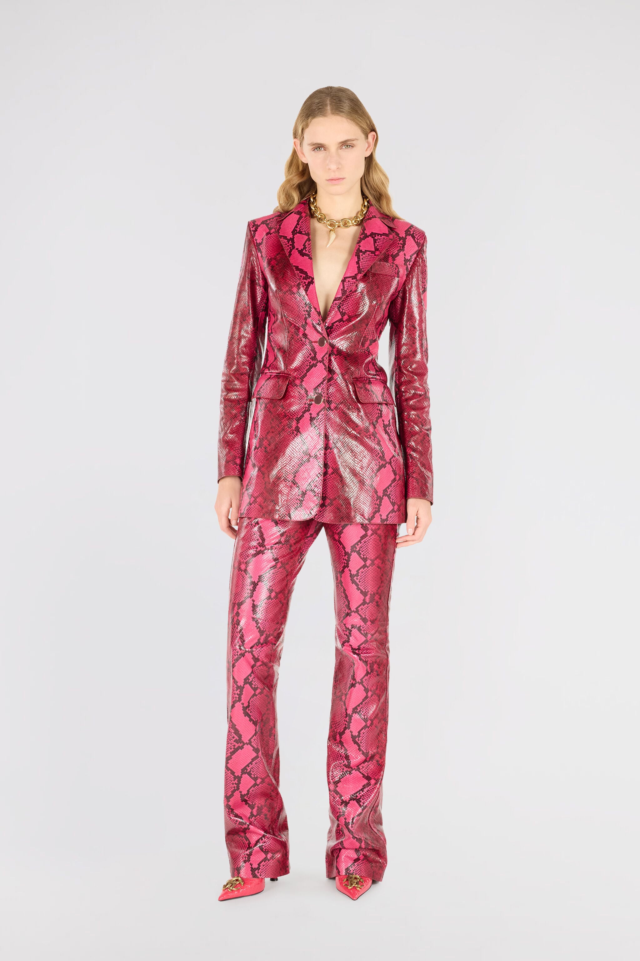 RC Veste À Imprimé Python Effet Brillant Fuchsia UKP400-PN053