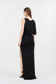 RC Asymmetric Draped Maxi Dress BLACK WKT144-LL006
