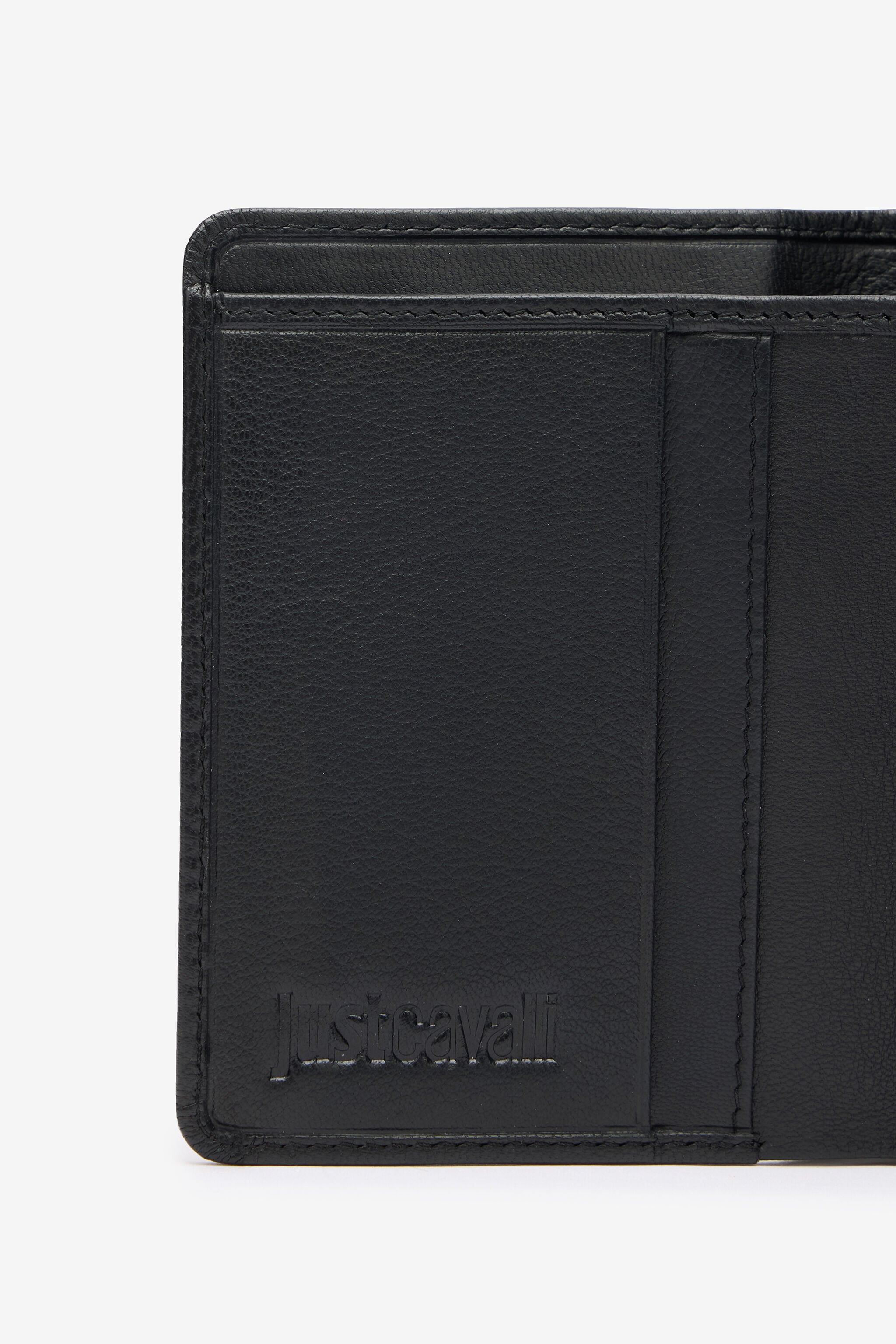 JC Portefeuille Pliant En Cuir Noir Avec Logo Embossé JC Portefeuille Pliant En Cuir Noir Avec Logo Embossé BLACK VFP023-VF579