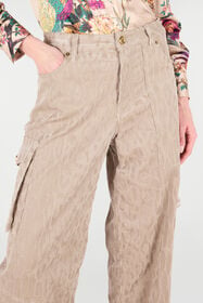 RC Cargo Pants With All-Over Jaguar Skin Pattern Light Brown VKT250-VL076