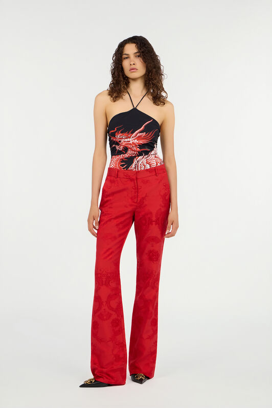 RC Bodysuit With Dragon, Flowers And Fans Black/Red VQT620-LNP75