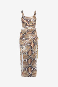 RC Python print midi dress Brown UWT137-LNN93