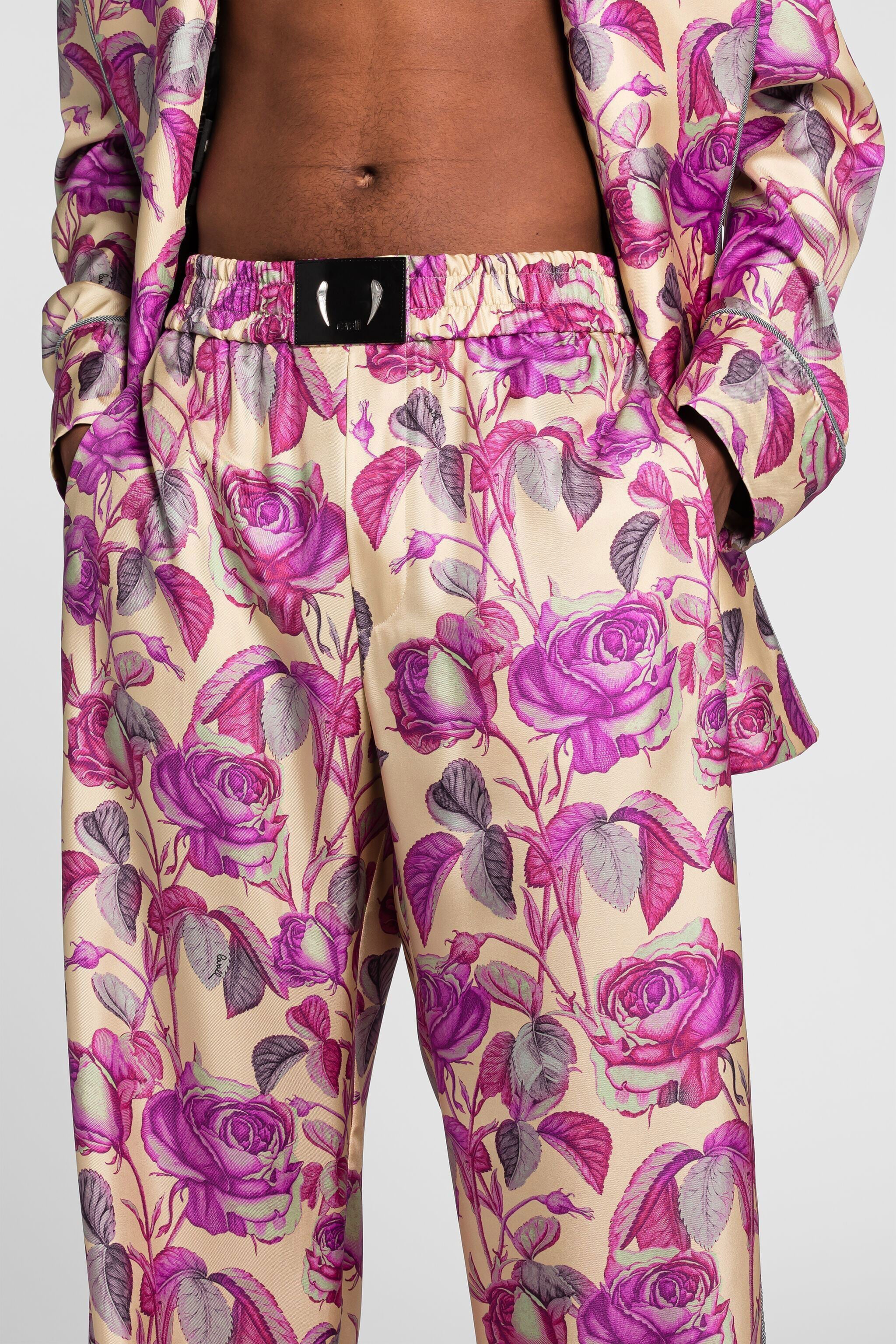 RC Seiden-Trainingshose mit Rosen-Print Rosa PNT219-4QF03