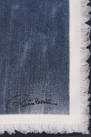 RC Silk Scarf with Denim Patchwork Print DARK BLUE WQI004-SQR71