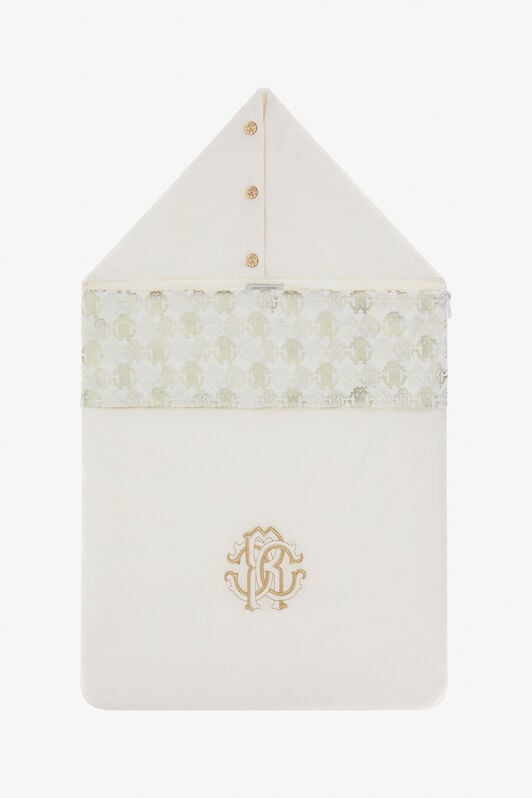 JU Nido para bebé de algodón con estampado de monograma RC Blanco TJT825-JD001