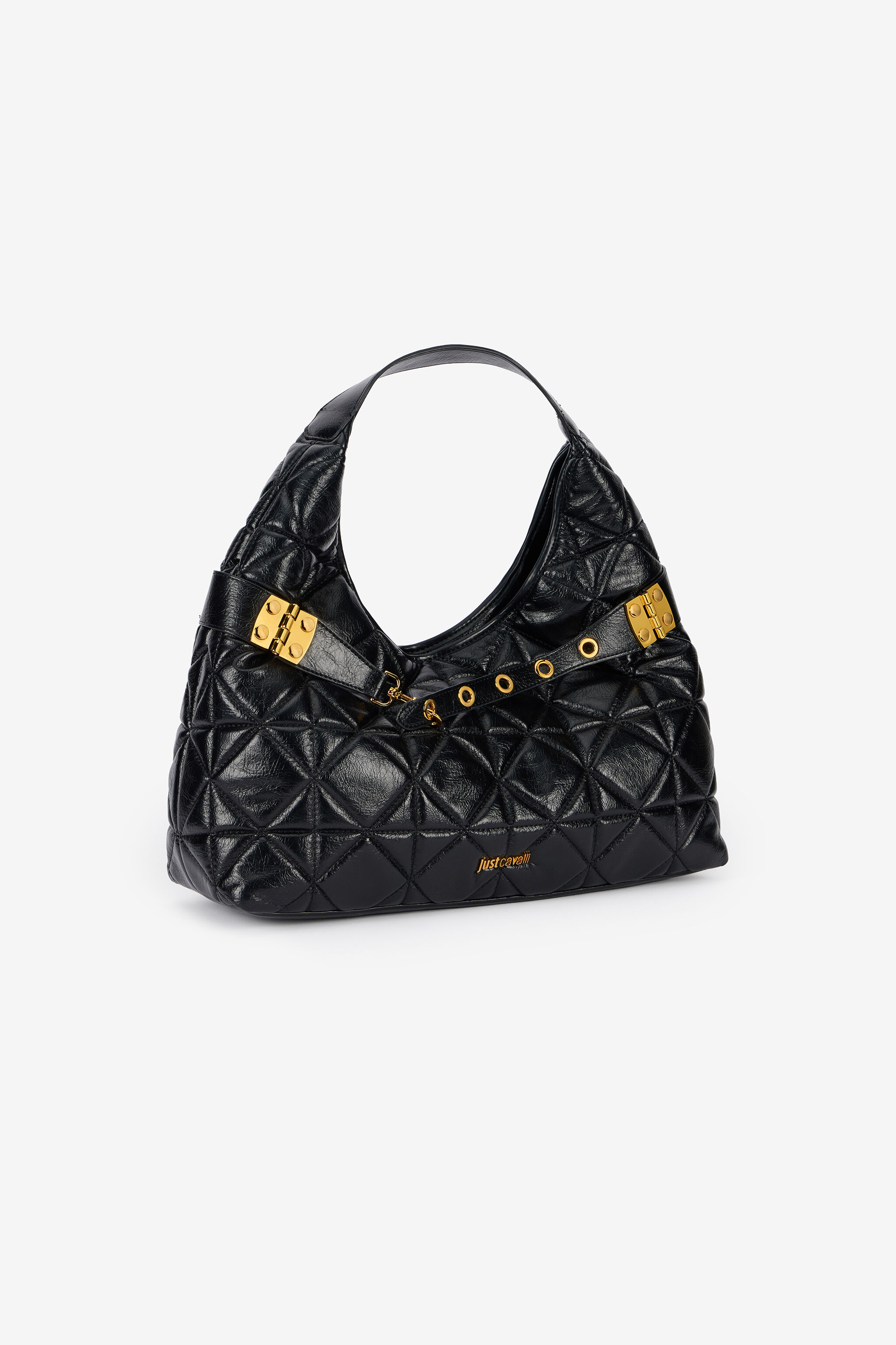 JC Black Quilted Shoulder Bag With Buckles JC Black Quilted Shoulder Bag With Buckles BLACK VFB104-VF736