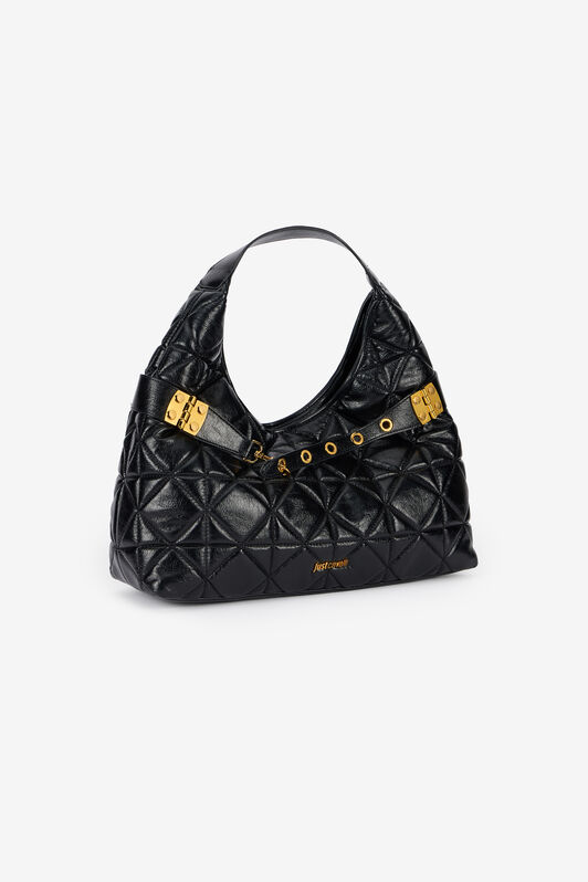 JC Black Quilted Shoulder Bag With Buckles JC Black Quilted Shoulder Bag With Buckles BLACK VFB104-VF736