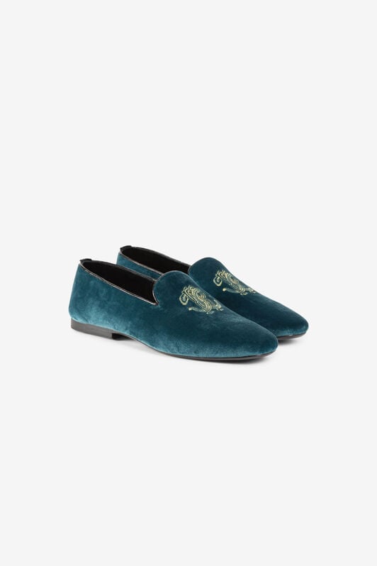 RC Mirror Snake-Embroidered Velvet Loafers RC Mirror Snake-Embroidered Velvet Loafers OTTANIO PKS001-PZA95