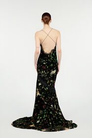 RC Langes Kleid Mit Print Mit Sträuchern Und Blumen Schwarz VWT137-VUQ69