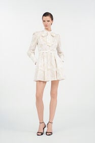 RC Robe courte en soie à motif ornemental White WHITE WQT111-RLR36