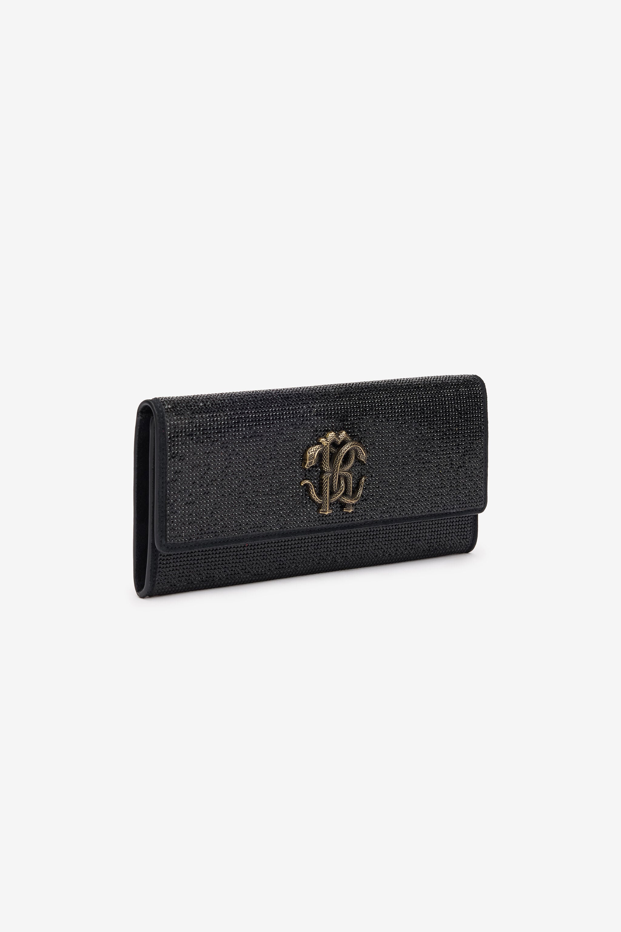RC Pochette Nera Impreziosita da Cristalli con Mirror Snake Monogram RC Pochette Nera Impreziosita da Cristalli con Mirror Snake Monogram Nero POB00D-PZO09