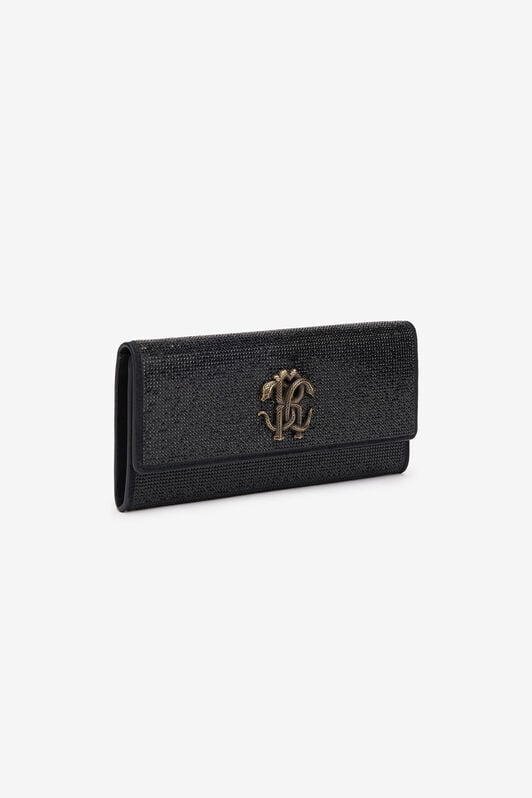 RC Pochette Nera Impreziosita da Cristalli con Mirror Snake Monogram RC Pochette Nera Impreziosita da Cristalli con Mirror Snake Monogram Nero POB00D-PZO09