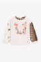JU Bird And Leopard-Print Cotton Sweatshirt JU Bird And Leopard-Print Cotton Sweatshirt Pink RJT90R-CF050