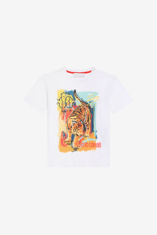 JU Weißes Baumwoll T-Shirt Mit print JU Weißes Baumwoll T-Shirt Mit print OPTICAL WHITE VJT60H-JD001