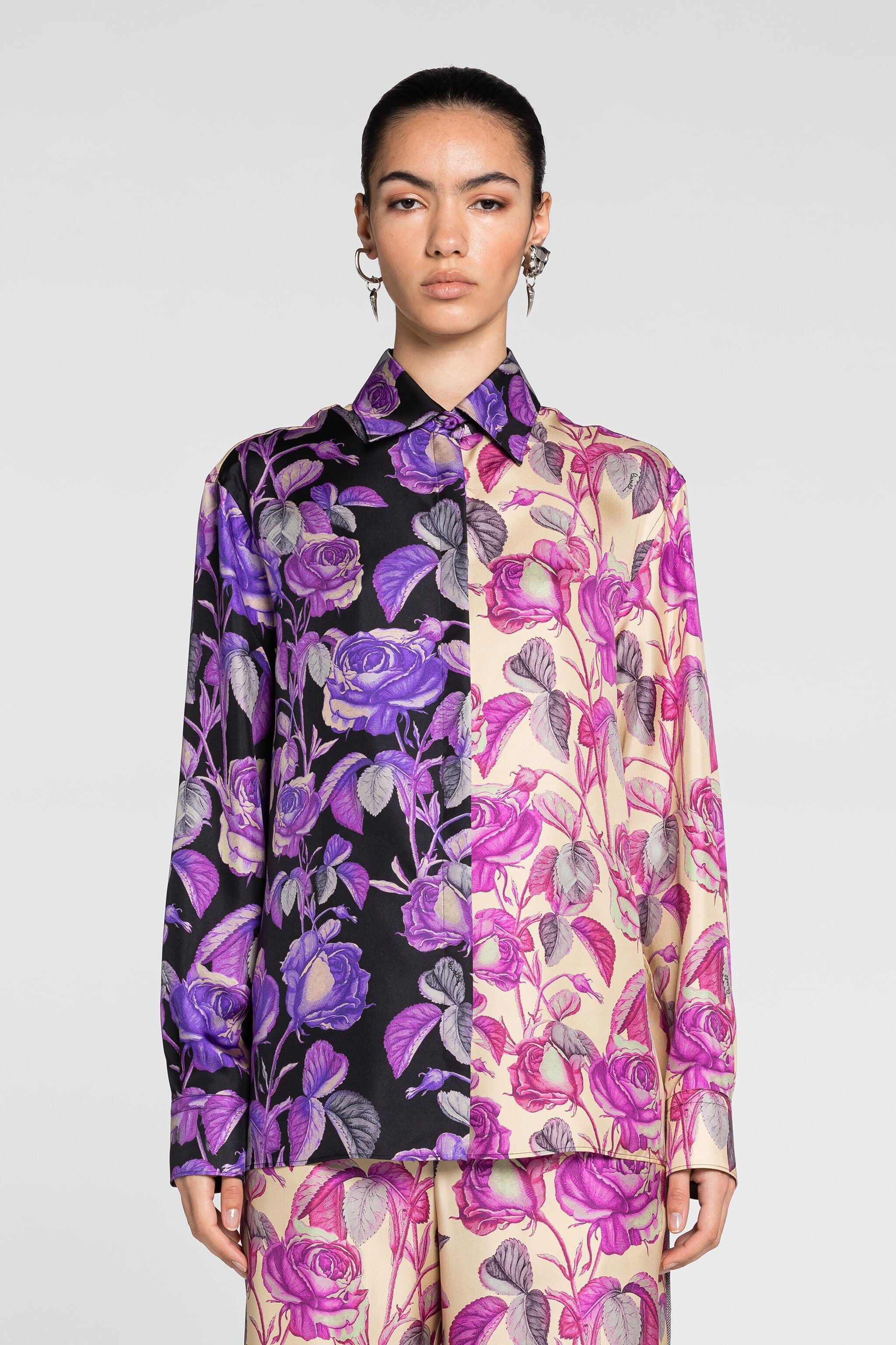 RC Camicia in seta con stampa Rose RC Camicia in seta con stampa Rose ROSA CH./ROSA PQT704-4QF03