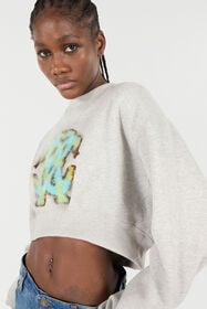RC Cropped Sweatshirt With Mirror Snake Monogram Gray VKT68A-CF007