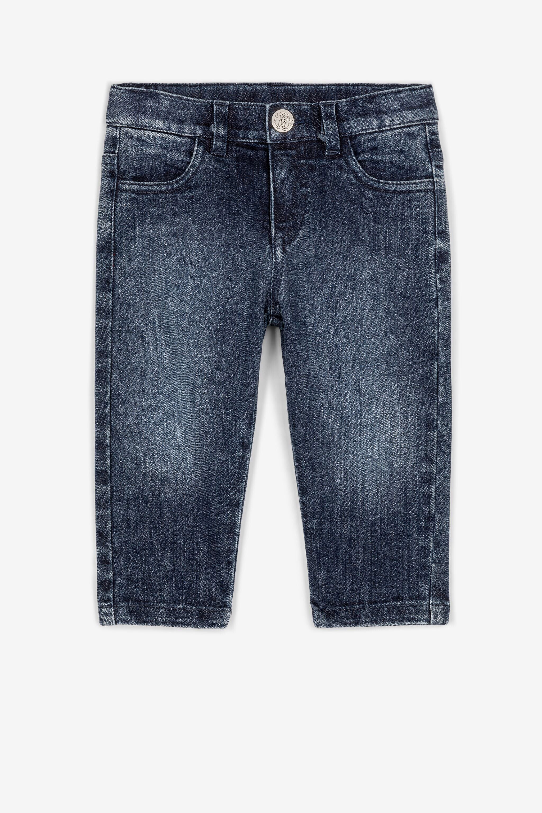 JU Monogram-embroidered denim jeans JU Monogram-embroidered denim jeans Dark blue QJJ206-DS015