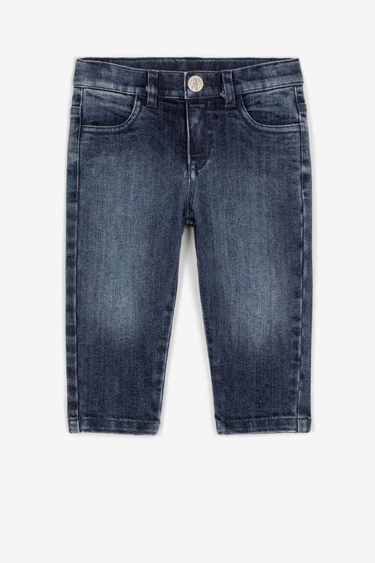 JU Monogram-embroidered denim jeans JU Monogram-embroidered denim jeans Dark blue QJJ206-DS015