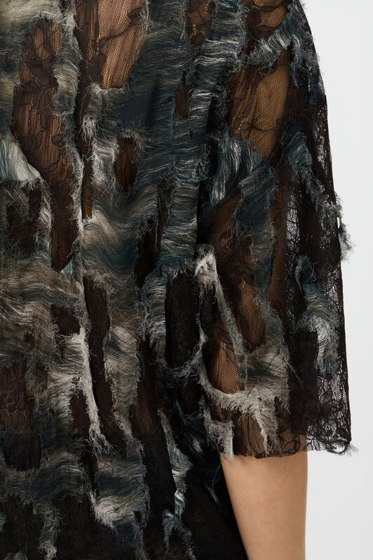 RC T-Shirt con stampa Fur su pizzo effetto destroyed RC T-Shirt con stampa Fur su pizzo effetto destroyed BLACK/BEIGE XWT644-7HT79