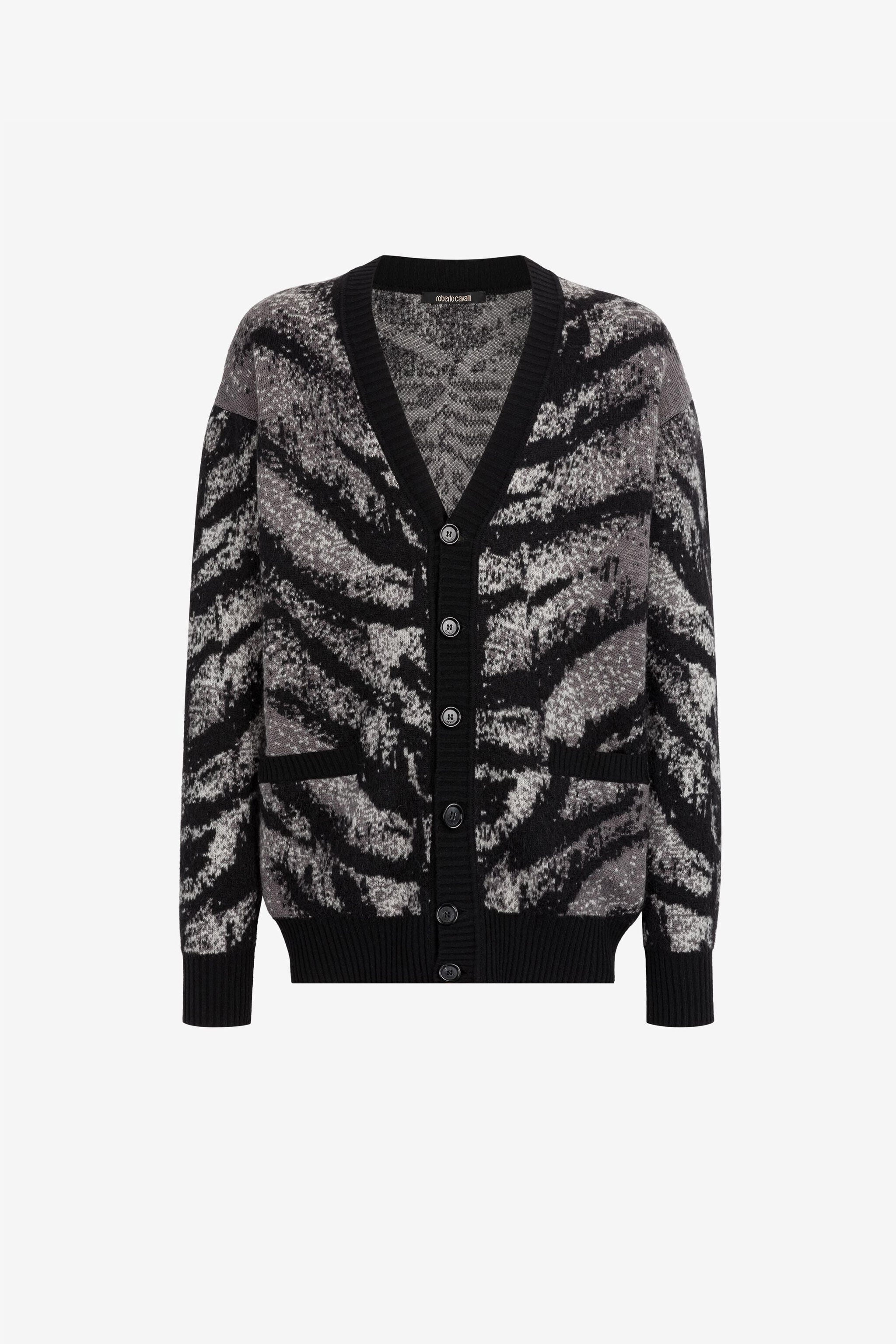 RC Strickjacke mit Tigermuster RC Strickjacke mit Tigermuster GRAY RRM603-MA006