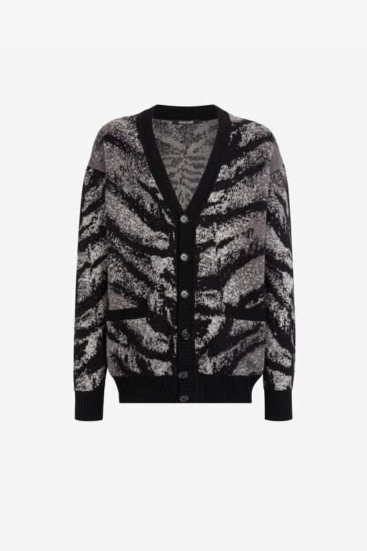 RC Strickjacke mit Tigermuster RC Strickjacke mit Tigermuster GRAY RRM603-MA006