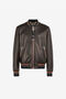 RC Zip-up leather bomber jacket Black QRP801-PFF15