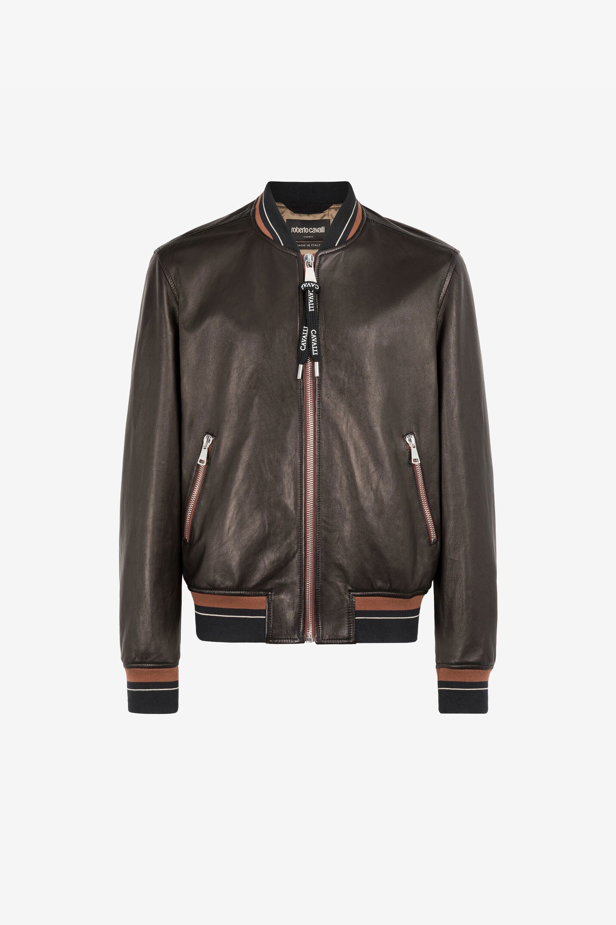 RC Zip-up leather bomber jacket RC Zip-up leather bomber jacket Black QRP801-PFF15