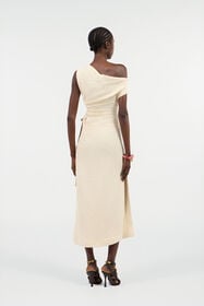 RC Ivory One-Shoulder Midi Dress with Cut-Out Ivory UWT121-TG001