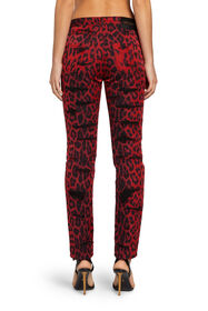 RC Skinny Jeans mit Distressed-Optik und Leopardenmuster Rot MQJ236-DE032