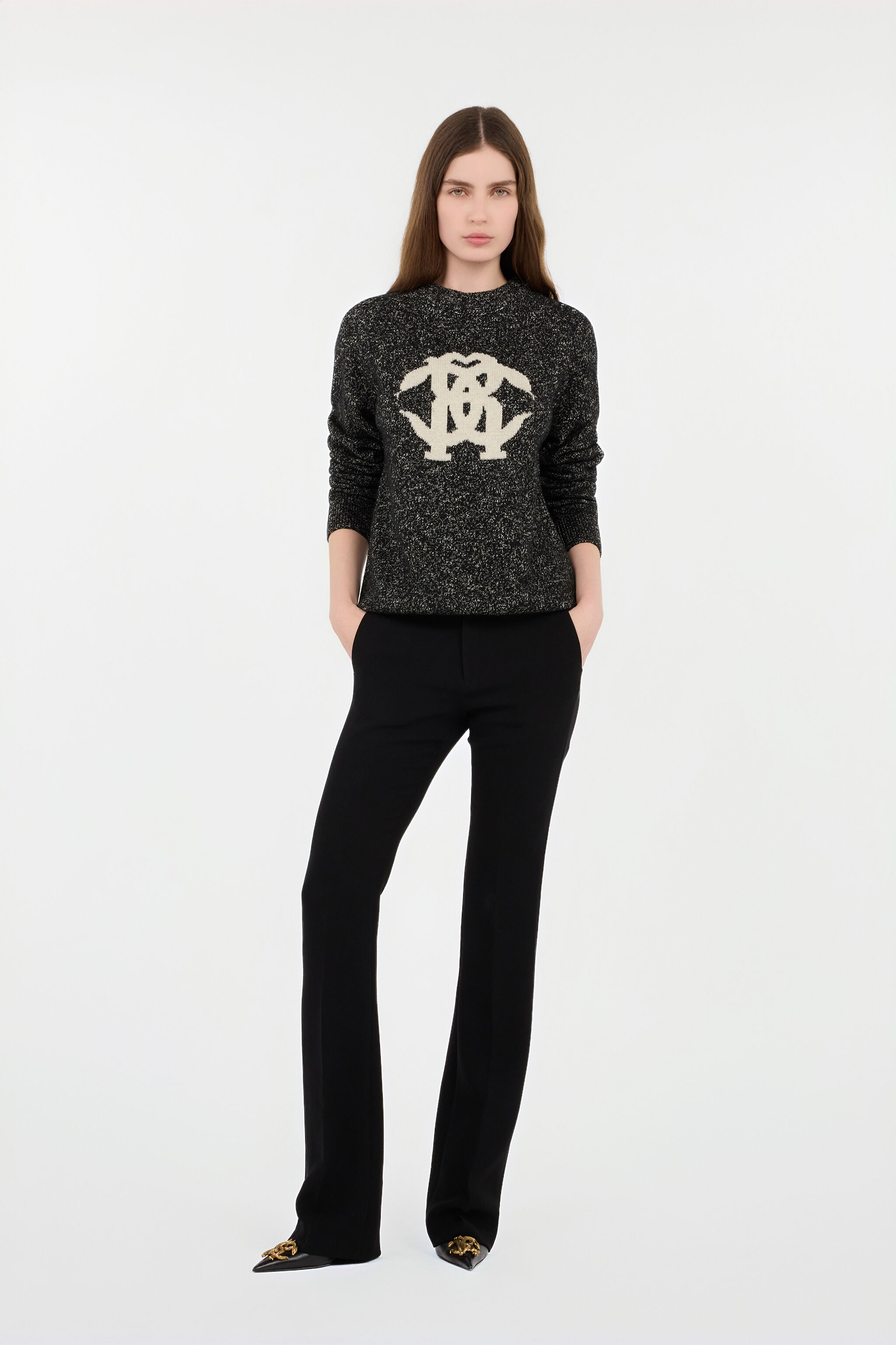 RC Black Sweater with Monogram RC Intarsia RC Black Sweater with Monogram RC Intarsia BLACK ROM60E-FEC30