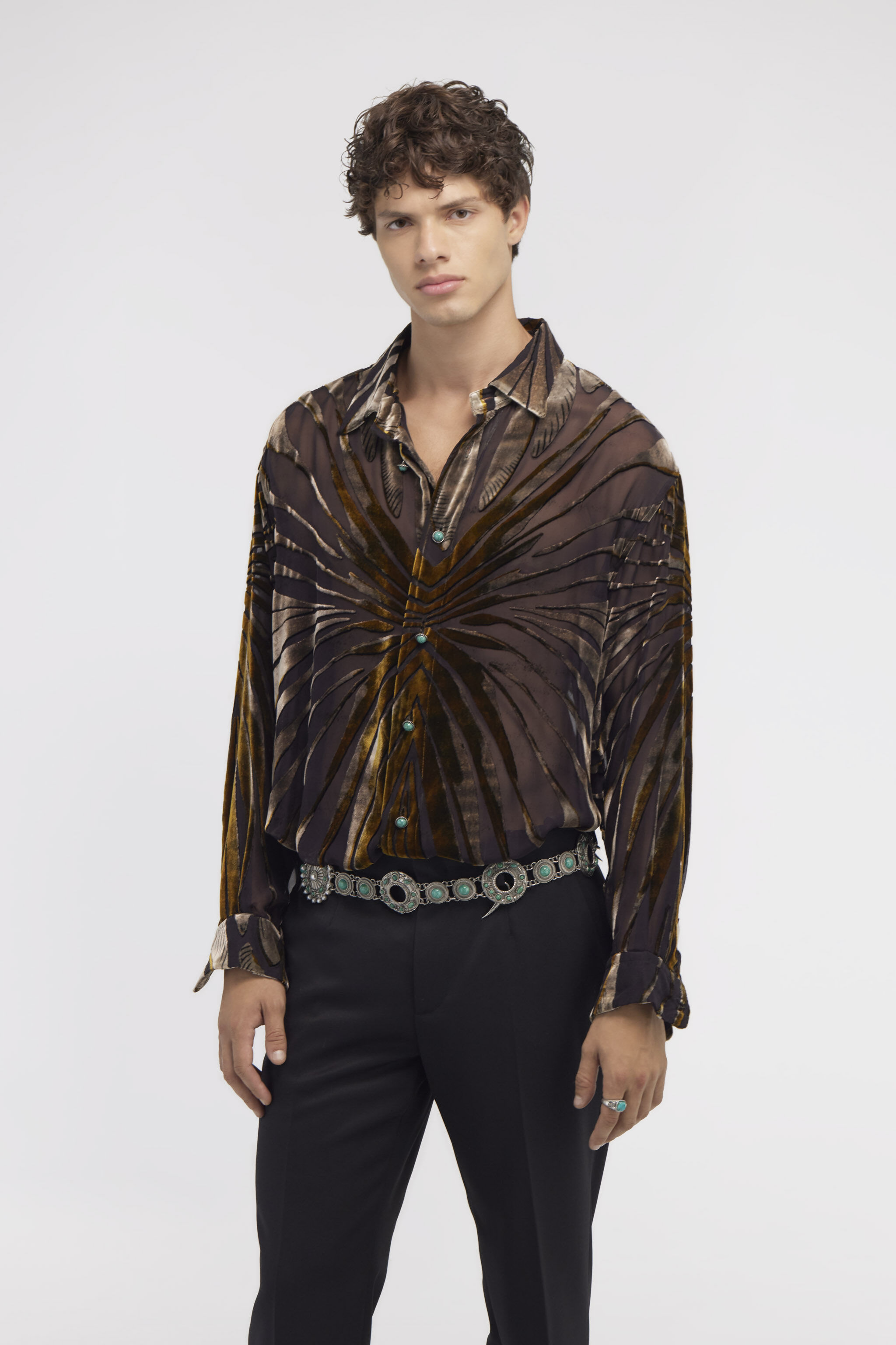 RC Shirt with Ray of Gold print BLACK RMT770-4R150