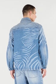 RC Denim Shirt With Tiger Skin Print Light blue URJ775-VMN73